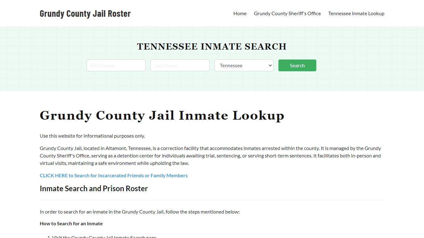 Grundy County Jail Roster Lookup, TN, Inmate Search