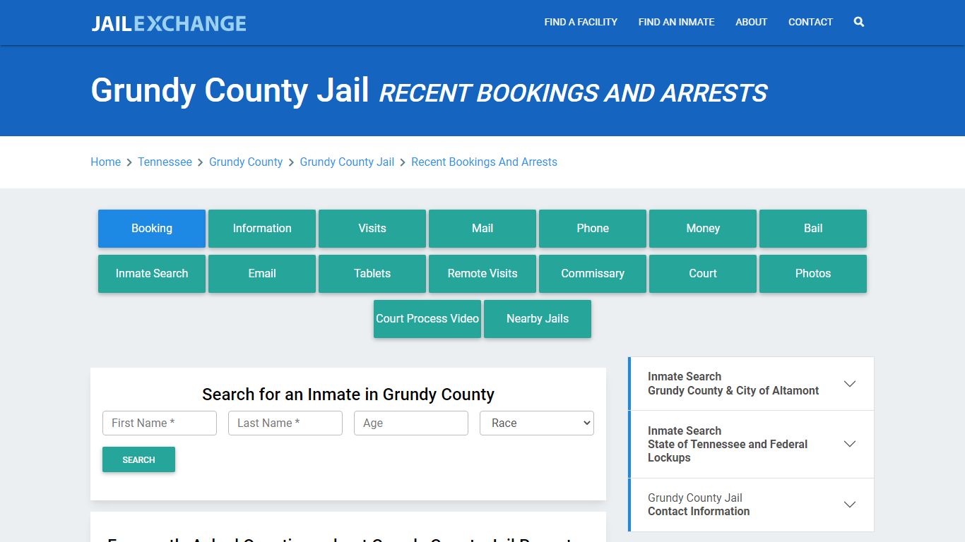 Grundy County Jail TN Recent Arrests and Bookings - Jail Exchange